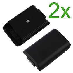 2x Black Battery Cover for Microsoft Xbox 360