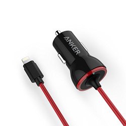 Anker [Apple MFi Certified] PowerDrive Lightning 12W iPhone Car Charger with 3ft Lightning Cable for iPhone 6s / 6 / 6 Plus / 5s / 5, iPad Air 2 and more – Retail Packaging – Black