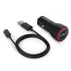 Anker PowerDrive 2 24W 2-Port USB Car Charger + 3ft Micro USB to USB Cable Combo for Samsung Galaxy S6 / Edge / Plus, Note, Nexus, HTC, Motorola, Nokia and More