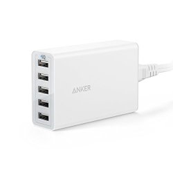 Anker PowerPort 5 (40W 5-Port USB Charging Hub) Multi-Port USB Charger for iPhone 6s / 6 / 6 Plus, iPad Air 2 / mini 3, Galaxy S6 / Edge / Plus, Note 5 and More