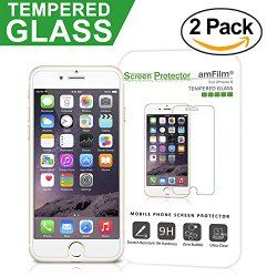 iPhone 6S Glass Screen Protector (2-Pack), amFilm® iPhone 6 6S Screen Protector Tempered Glass [3D Touch Compatible] 0.3mm 2.5D Rounded Edge [Lifetime Warranty]