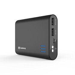Jackery Giant+ Dual USB Portable Battery Charger & External Battery Pack for iPhone, iPad, Galaxy, and Android Smart Devices – 12,000 mAh (Black)