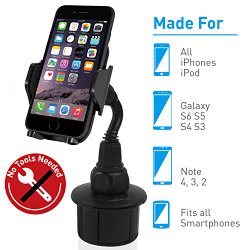 Macally MCUPMP Adjustable Automobile Cup Holder for iPhone, iPod, Smartphones, MP3 and GPS – Black