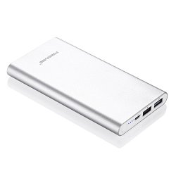 Poweradd Pilot 2GS 10,000mAh Portable Phone Charger External Battery Pack with Fast Charging for iPhone, iPod Touch, Samsung Galaxy, LG, HTC and more – Silver