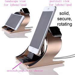 Apple Watch Stand and iPhone 6s Stand,Thankscase Rotating Stand for the Apple Watch,iPhone 6s plus,iPhone 6,iPad Air and iPad mini by Aluminium(Gold)