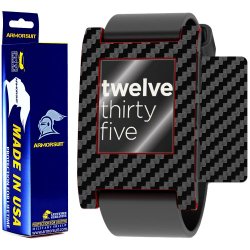 ArmorSuit MilitaryShield – Pebble Smartwatch Screen Protector + Black Carbon Fiber Full Body Skin Protector / Front Anti-Bubble and Extream Clarity HD Shield with Lifetime Replacements