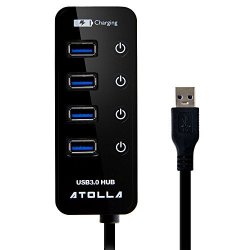 Atolla USB 3.0 4 Ports with 1 Charging Port and Switch (Black)