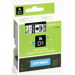 DYMO Standard D1 Self-Adhesive Polyester Tape for Label Makers, 1-inch, Black print on Clear, 23-foot Cartridge (53710)