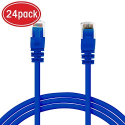 GearIt 24-Pack, Cat 6 Ethernet Cable Cat6 Snagless Patch 1 Foot – Snagless RJ45 Computer LAN Network Cord, Blue – Compatible with 24 48 Port Switch POE Rackmount 24port Gigabit