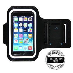 iPhone 5/5S/5c Running & Exercise Armband with Key Holder & Reflective Band | Also Fits iPhone 4/4S & iPod Touch 5th & 6th Generation (Black)