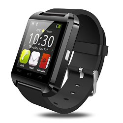 New U8 Bluetooth Smart Watch WristWatch Phone with Camera Touch Screen Long Life Battery for Android OS and IOS Smartphone Samsung Smartphone Super Standby Over 7 Days (Black)