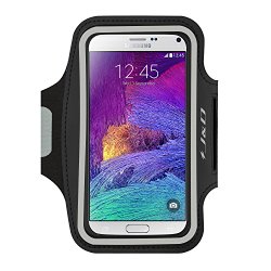 Samsung Galaxy Note 4 Armband, J&D Sports Armband for Samsung Galaxy Note 4, Key holder Slot, Perfect Earphone Connection while Workout Running (Black)