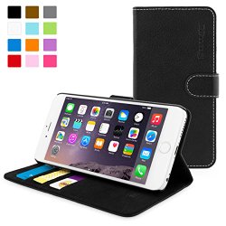 Snugg Leather Wallet Case for Apple iPhone 6 Plus – Black