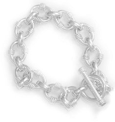 .925 Sterling Silver 7.5 inch Handcrafted Toggle Link Bracelet