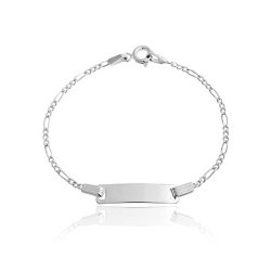 Bling Jewelry 925 Sterling Silver Figaro Baby Childrens ID Tag Bracelet