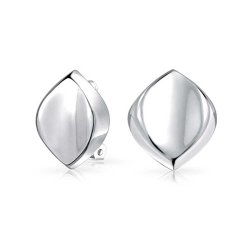 Bling Jewelry 925 Sterling Silver Modern Oval Clip On Earrings Alloy Clip