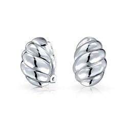 Bling Jewelry 925 Sterling Silver Modern Wavy Lines Clip On Earrings Alloy Clip