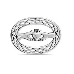 Bling Jewelry Celtic Knot Hands Heart Claddagh Brooch 925 Sterling Silver Pin