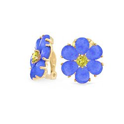 Bling Jewelry Gold Plated Silver Flower Jade Peridot Clip On Earrings Alloy Clip