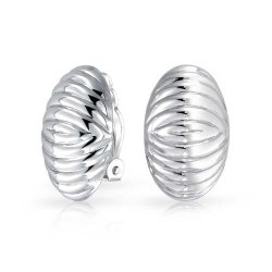 Bling Jewelry Modern Geometric 925 Sterling Silver Clip On Earrings Polished Alloy Clip