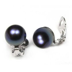 Bling Jewelry Peacock Button Freshwater Cultured Pearl Clip On Earrings Rhodium Plated