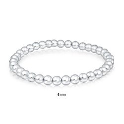 Bling Jewelry Sterling Silver 6mm Bead Stretch Bracelet Stackable 7.5 Inch