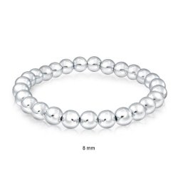 Bling Jewelry Sterling Silver 8mm Bead Stretch Bracelet Stackable 7.5 Inch