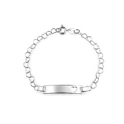 Bling Jewelry Sterling Silver Open Heart Chain Baby ID Bracelet 6in