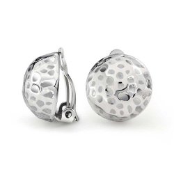 Christmas Gifts Hammered 925 Silver Golf Ball Dome Clip On Earrings Alloy Clip