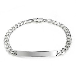 Christmas Gifts Sterling Silver Unisex Cuban Chain ID Bracelet 200 Gauge Italy With Free Engraving