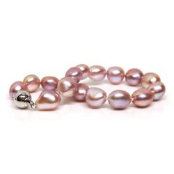HinsonGayle AAA Handpicked 10-11mm Pink Baroque Freshwater Cultured Pearl Bracelet (Silver, 7.5″)