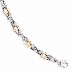 Leslie’s 14K Rose and White Gold Polished D/C Fancy Link Bracelet 8 Inches