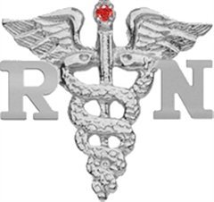 NursingPin – Registered Nurse RN Nursing Graduation Lapel Pin with Ruby in Sterling Silver