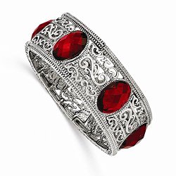 Perfect Jewelry Gift Silver-tone Red Epoxy Stretch Bracelet