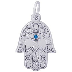 Rembrandt Charms, Hamsa, Solid Sterling Silver or Gold, Engravable