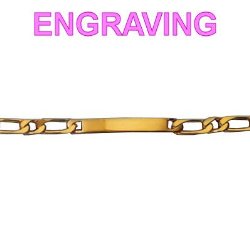 So Chic Jewels – 18k Gold Plated 20 cm Curb Link ID Bracelet – Your Message Engraved Free