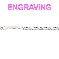 So Chic Jewels – Ladies 18 cm 925 Sterling Silver Curb Link ID Bracelet – Your Message Engraved Free