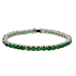 10.00 Ct Round Emerald Green Color Cubic Zirconias CZ Tennis Bracelet 7″