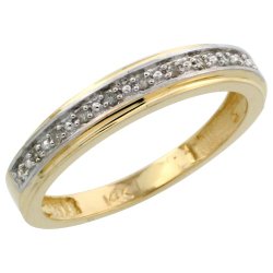 14k Gold Ladies’ Diamond Band, w/ 0.08 Carat Brilliant Cut Diamonds, 5/32 in. (4mm) wide, Size 9.5