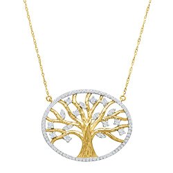 3/8 ct Diamond Tree of Life Necklace in 14K Gold