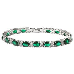 40.00 Ct Oval & Round Green Color Cubic Zirconias CZ Tennis Bracelet 7″
