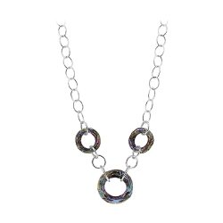 925 Sterling Silver Faceted Round Light Vitrail Swarovski Elements Necklace 16 inch