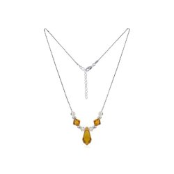 925 Sterling Silver Topaz Color Necklace Made with Swarovski Elements