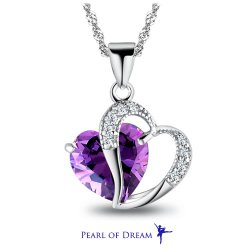 A Heart Full of Love [Purple] Sterling Silver Pendant Necklace