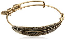 Alex and Ani Earth Sultry “Quill Feather” Rafaelian Gold Finish Bracelet