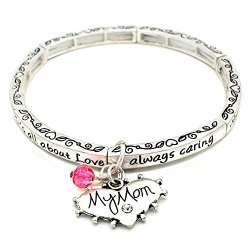 All About Love Charm Bracelet, ‘Mom’ – This Stretchy Bangle Bracelet Is The Perfect Gift Making Any Mom Feel Special And Loved