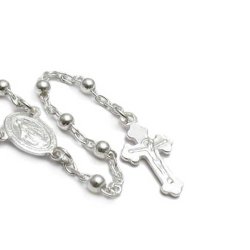 Bling Jewelry 925 Sterling Silver Jesus Crucifix Rosary Beads Cross Necklace 24in