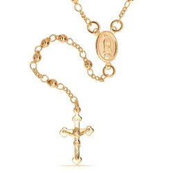 Bling Jewelry Gold Filled Rosary Beads Modern Virgin Mary Cross Necklace