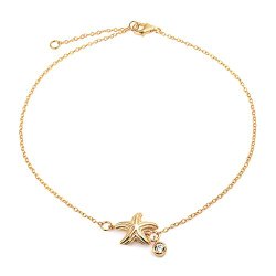 Bling Jewelry Gold Plated Nautical Starfish Anklet CZ Charm 925 Sterling Silver 9 Inch