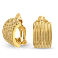 Bling Jewelry Gold Plated Twisted Rope Clip On Earrings